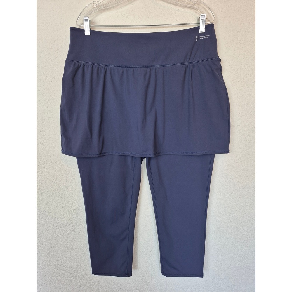 Zuda Womens Navy Blue Skirted‎ Leggings Skapri Capri Pants XL Pocket Activewear